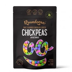 Gluténmentes Vegyes Gyümölcsízű, Csokoládéval és Színes Cukormázzal Bevont Pörkölt Csicseriborsó, 150gr (Roundooze)