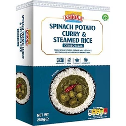Spenótos Burgonya Curryvel & Párolt Rizs Készétel, 250gr (Ashoka)