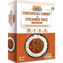 Csicseriborsó Curry &amp;amp; Párolt Rizs Készétel, 250gr (Ashoka)