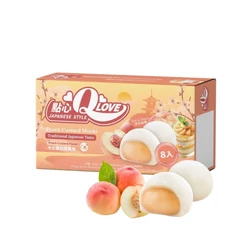 Fehér Őszibarack Puding Mini Mochi, 80gr (QLove)