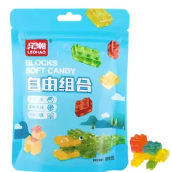 Vegyes Gyümölcs Gumicukor Építőkocka Formájú, 80g (Le Chao)