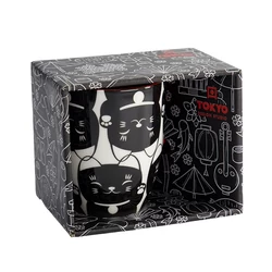 Fekete Lucky Cat Bögre Díszdobozban, 380ml (Tokyo Design)