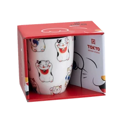 Fehér Lucky Cat Bögre Díszdobozban, 380ml (Tokyo Design)