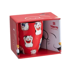 Piros Lucky Cat Bögre Díszdobozban, 380ml (Tokyo Design)