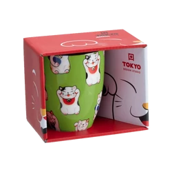 Zöld Lucky Cat Bögre Díszdobozban, 380ml (Tokyo Design)