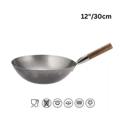 Szénacél Wok 12”/30cm/ Lapos Aljú (London Wok)