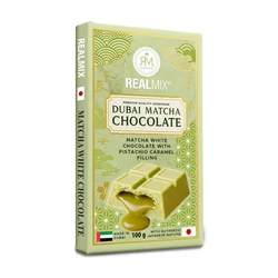 Eredeti Dubai Matcha Fehér Csokoládé Pisztáciás Karamell Töltelékkel, 100gr (Realmix)