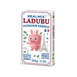Ladubu Párizs Edition Eredeti Dubai Málna Ízű Fehér Csokoládé Pisztácia Kadayif Töltelékkel, 100gr (Realmix)
