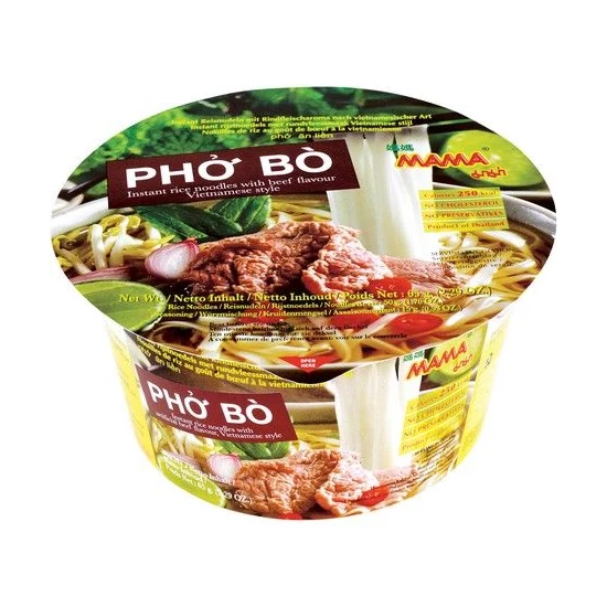 Instant Pho Bo Leves Rizstészta Marhahússal, 65gr (Mama)