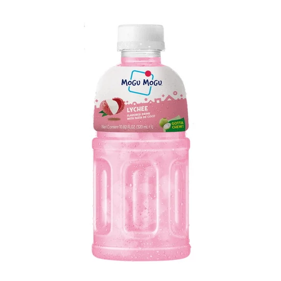 Licsi Ízű Üdítőital Kókusz Darabokkal, 320ml (Mogu Mogu)