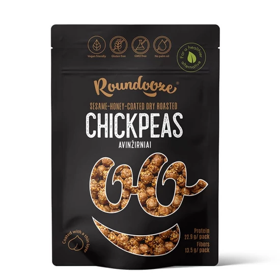 Gluténmentes Méz Ízű Szezámmaggal Bevont Pörkölt Csicseriborsó, 150gr (Roundooze)