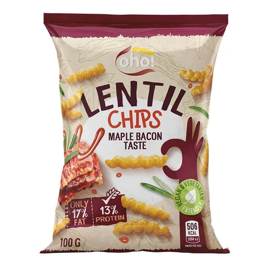 Lencse Chips Juharszirup - Bacon Ízzel, 100gr (Oho!)