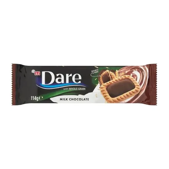 Teljes Kiőrlésű Keksz Tejcsokoládéval, 114gr (Dare)