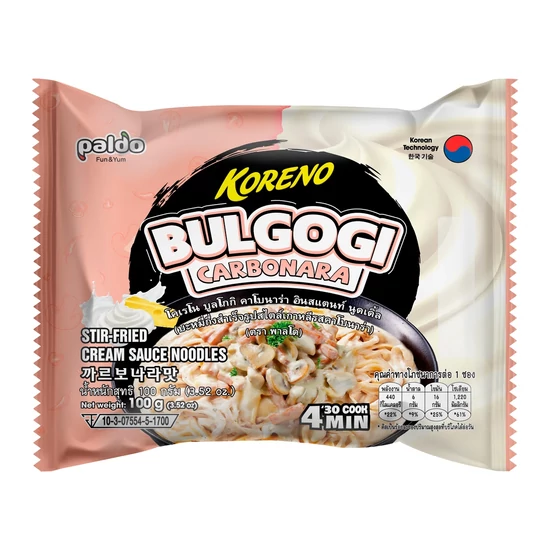Krémes Bulgogi Carbonara Ízű Ramen, 100g (Paldo Koreno)