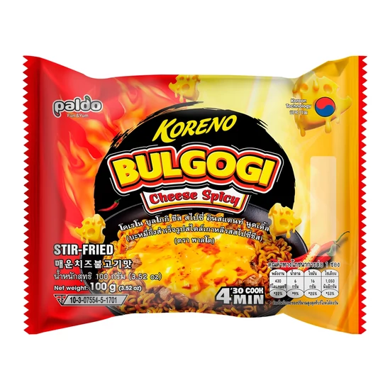 Bulgogi Csípős Sajt Ízű Ramen, 100g (Paldo Koreno)