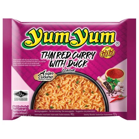 Instant Tészta Thai Vörös Curry Kacsa Ízesítéssel, 60gr (Yum Yum)