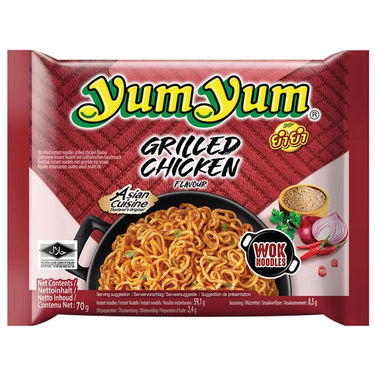 Instant Tészta Grillezett Csirke Ízesítéssel, 60gr (Yum Yum)