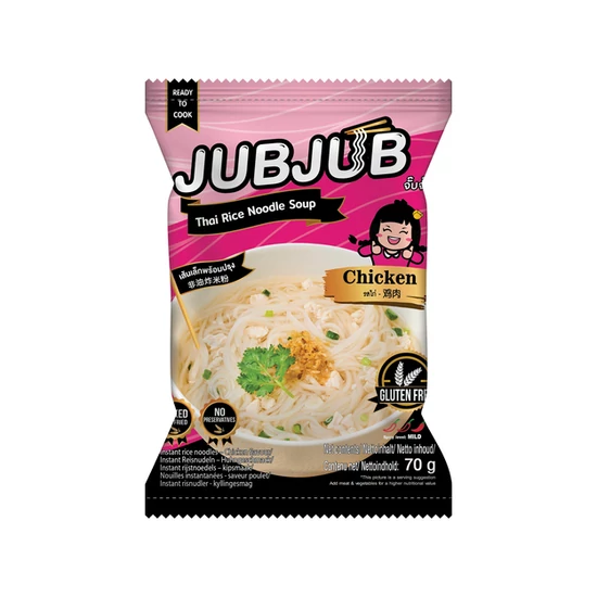 Gluténmentes Instant Thai Rizstészta Leves - Csirke Leves, 70gr (JubJub)