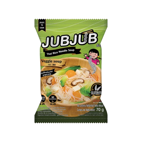 Gluténmentes Instant Thai Rizstészta Leves - Zöldség Leves, 70gr (JubJub)