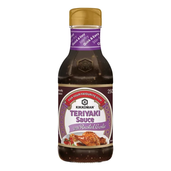 Teriyaki Szósz Pirított Fokhagymával, 250ml (Kikkoman)