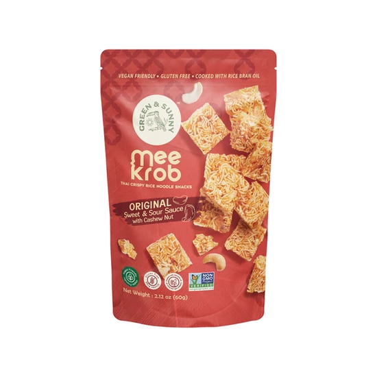 Gluténmentes Ropogós Rizs Snack - Eredeti Édes Savanyú Kesudióval, 60gr (Green & Sunny)