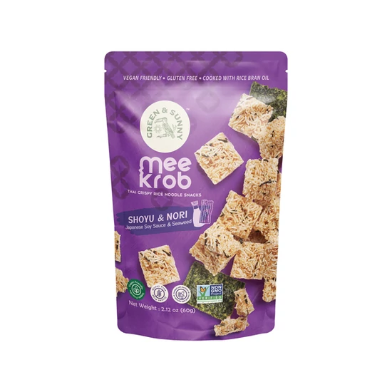 Gluténmentes Ropogós Rizstészta Snack - Shoyu és Nori, 60gr (Green & Sunny)