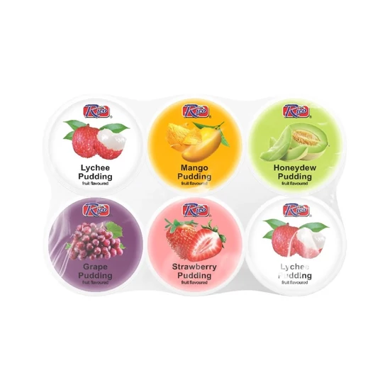 Vegyes Gyümölcs Puding Kókusz Darabkákkal, 6x65gr (Rico)