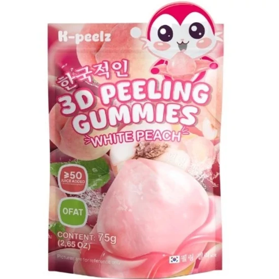 Hámozható Fehér Őszibarack Ízű Gumicukor, 75g (K-peelz)