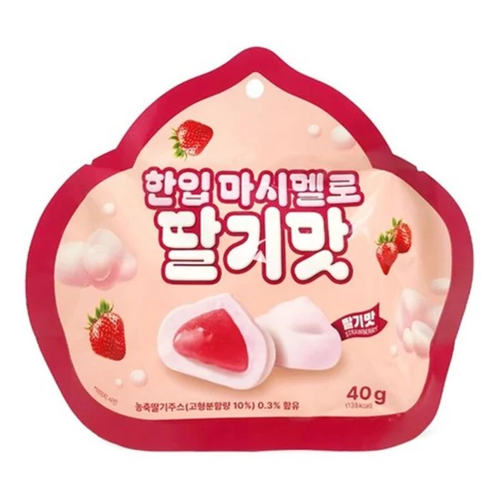 Mályvacukor (Marsmallow) Eper Ízesítésű, 40g (One Bite)