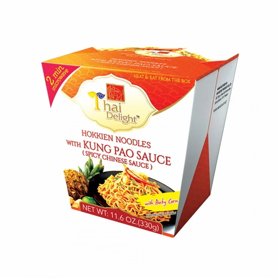 Hokkien Tészta Kung Pao Szósszal (csípős kínai szósz) Dobozos Készétel, 330gr (Thai Delight)
