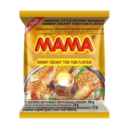 Instant Krémes Garnélarák Tom Yum Ízesítésű Tészta Leves, 90gr (Mama)