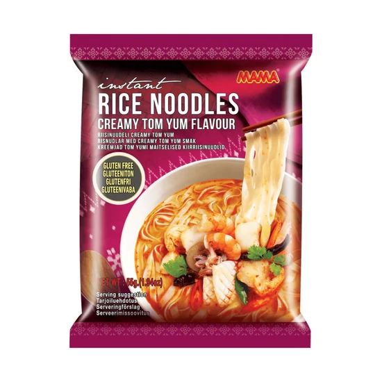 Gluténmentes Instant Rizstészta Krémes Tom Yum Ízű, 55gr (Mama)