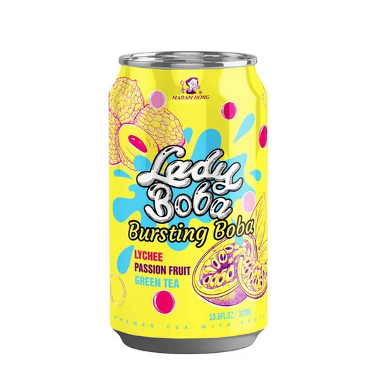 Lady Boba Licsi Maracuja és Zöld Tea Bubble Tea 320ml (Madam Hong)