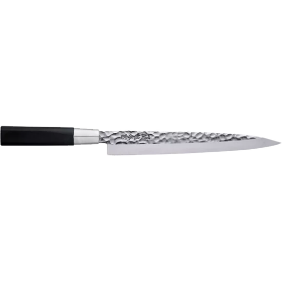 Japanese Hammered Sashimi Knife with Black Handle (Sekiryu)