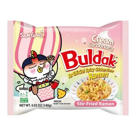 Buldak Csirke Cream Carbonara Ízesítésű Tészta, 140gr (SamYang)