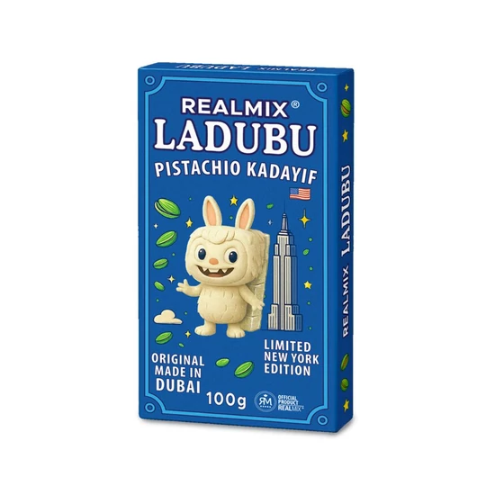 Ladubu New York Edition Eredeti Dubai Fehér Csokoládé Pisztácia Kadayif Töltelékkel, 100gr (Realmix)