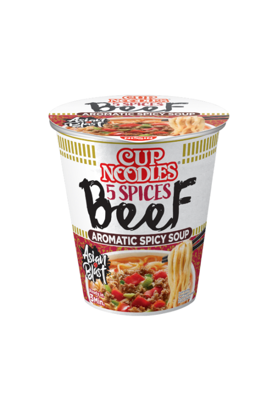 Cup Noodles Fűszeres Marha Ízű Tésztaleves, 64gr (Nissin)